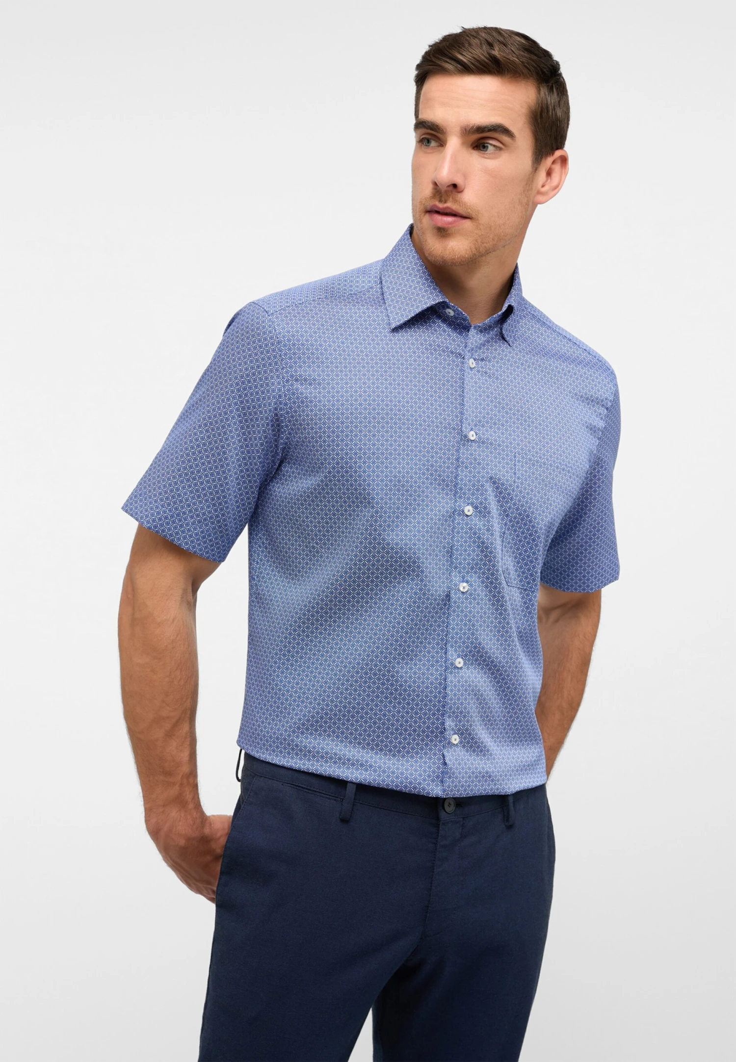 Eterna Overhemden Comfort Fit Overhemd Heren Blauw / Lichtblauw 4 Eterna Overhemden Comfort Fit Overhemd Heren Blauw / Lichtblauw - Afbeelding 2