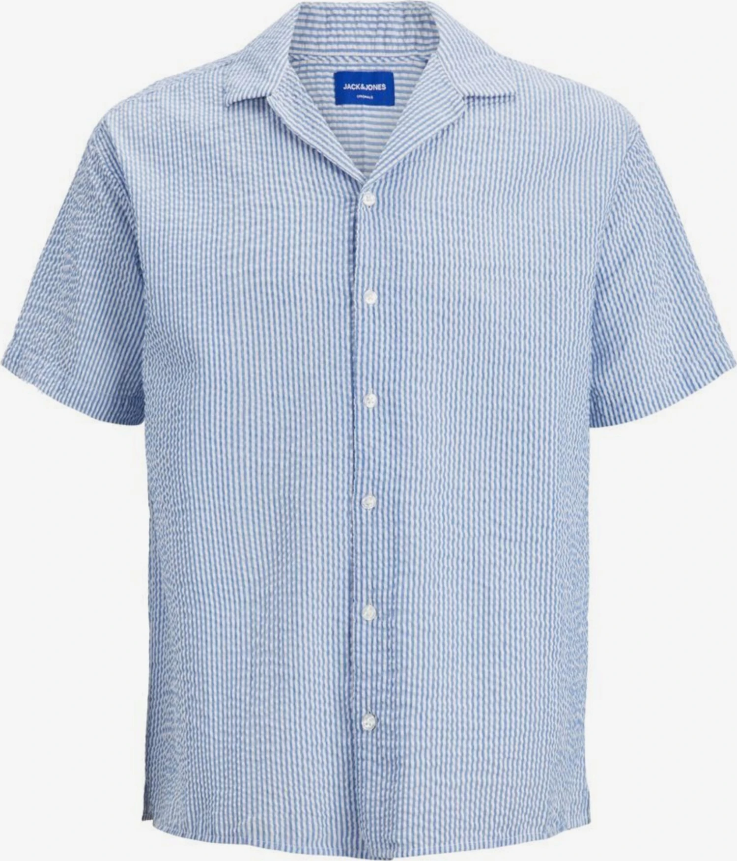 Jack & Jones Overhemden Comfort Fit Overhemd Seersucker Heren Blauw 3 Jack & Jones Overhemden Comfort Fit Overhemd Seersucker Heren Blauw