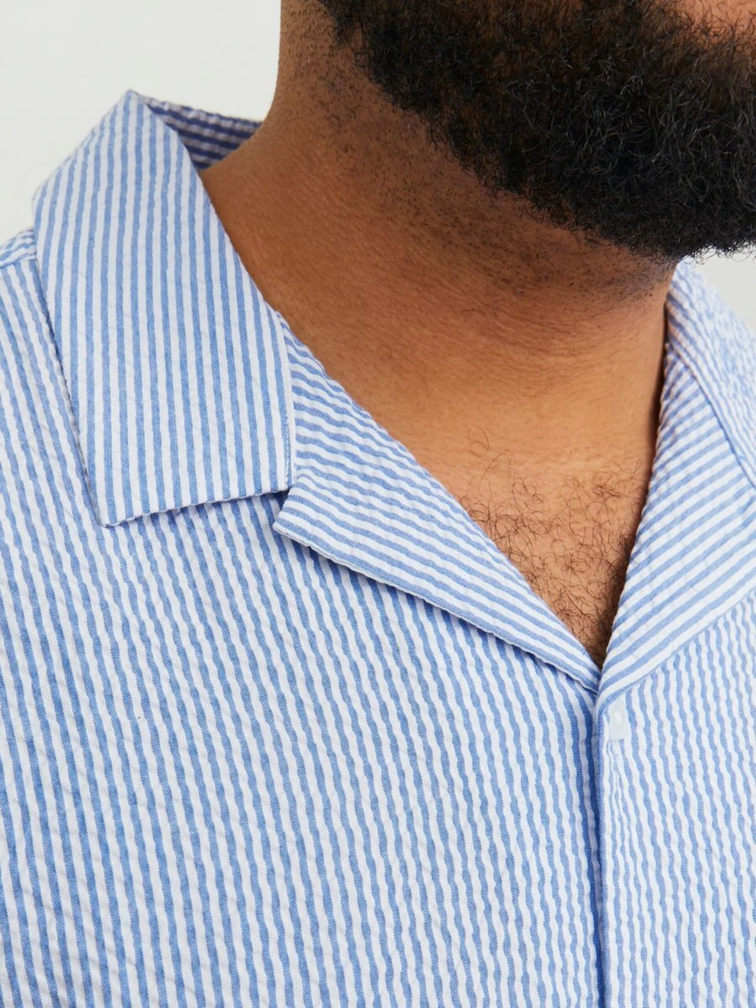 Jack & Jones Overhemden Comfort Fit Overhemd Seersucker Heren Blauw 7 Jack & Jones Overhemden Comfort Fit Overhemd Seersucker Heren Blauw - Afbeelding 5