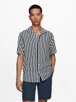 Only & Sons Overhemden Comfort Fit Overhemd Wayne Heren Donkerblauw -Heren Kleed Verkoop 8274a9aab0f8ca74150f8cb263d924ce