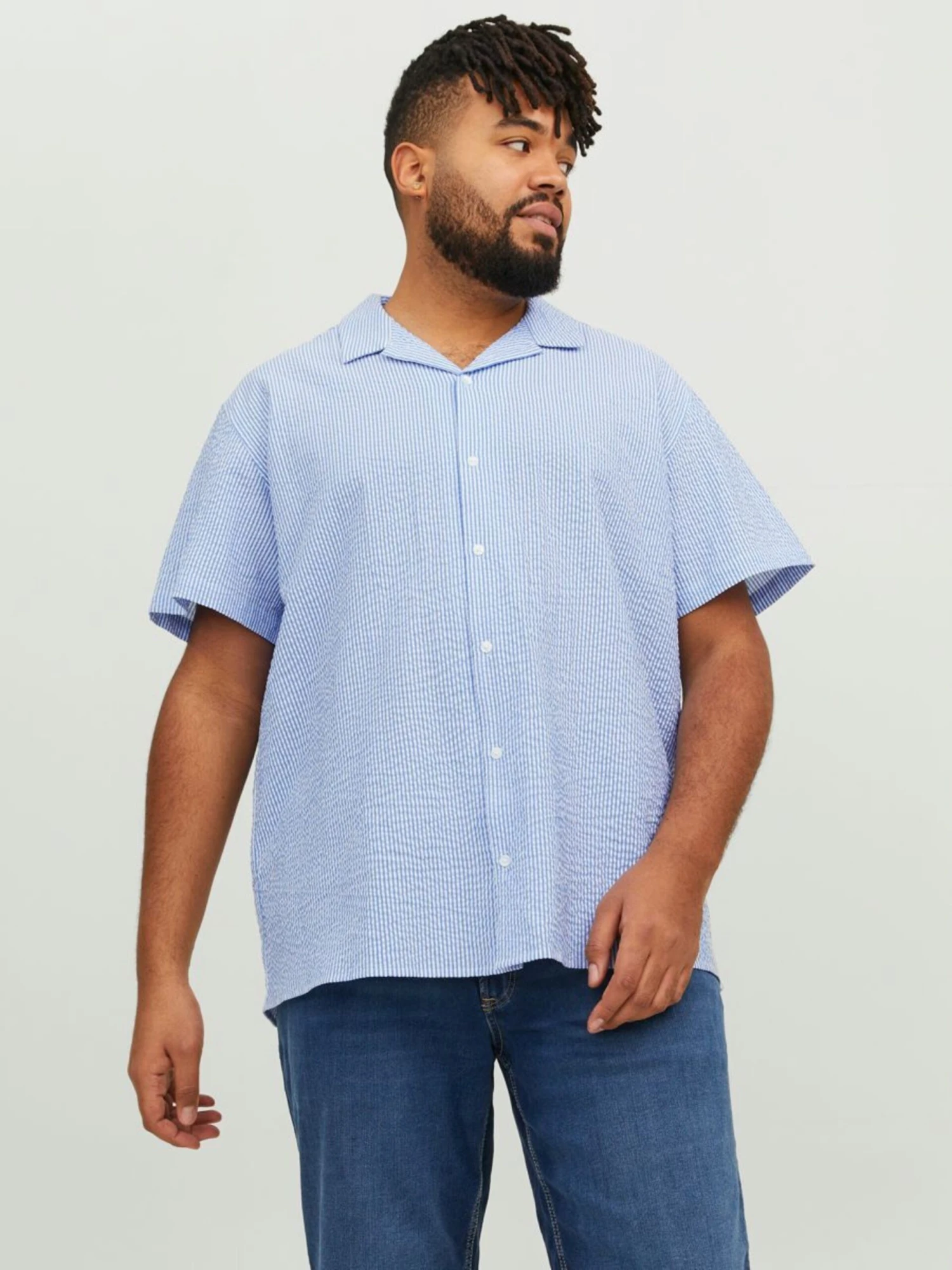 Jack & Jones Overhemden Comfort Fit Overhemd Seersucker Heren Blauw 4 Jack & Jones Overhemden Comfort Fit Overhemd Seersucker Heren Blauw - Afbeelding 2