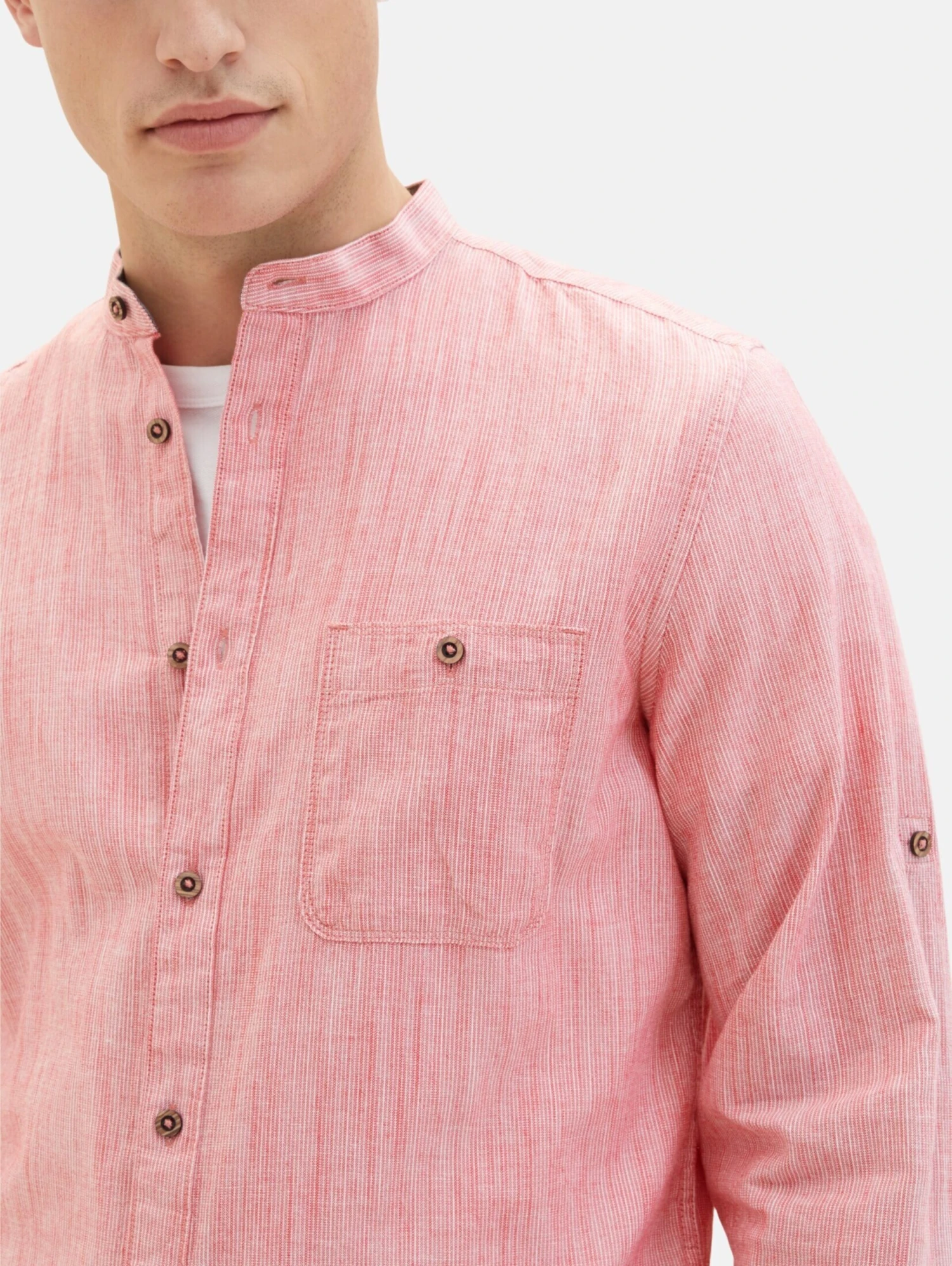 Tom Tailor Overhemden Regular Fit Overhemd Heren Pastelrood 7 Tom Tailor Overhemden Regular Fit Overhemd Heren Pastelrood - Afbeelding 5